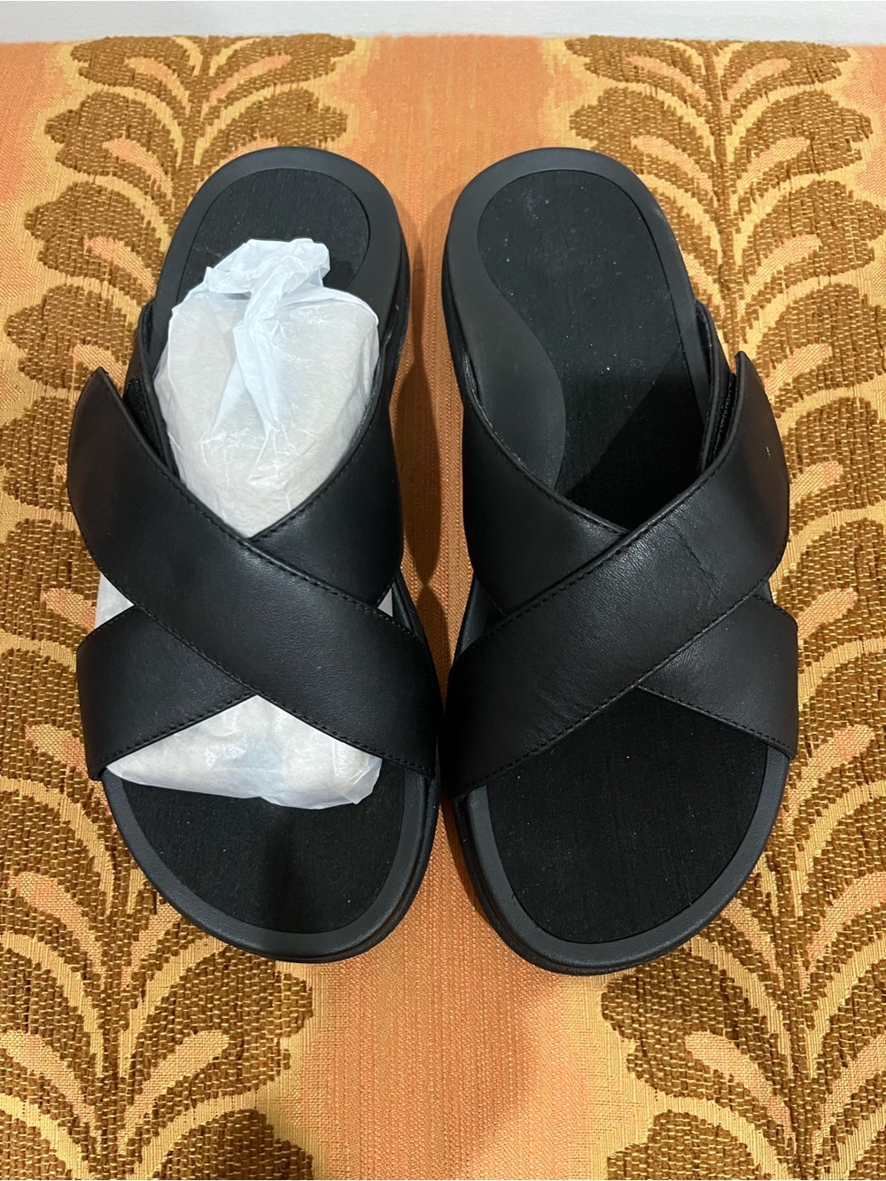 Abeo Black Crossover Slide Sandals